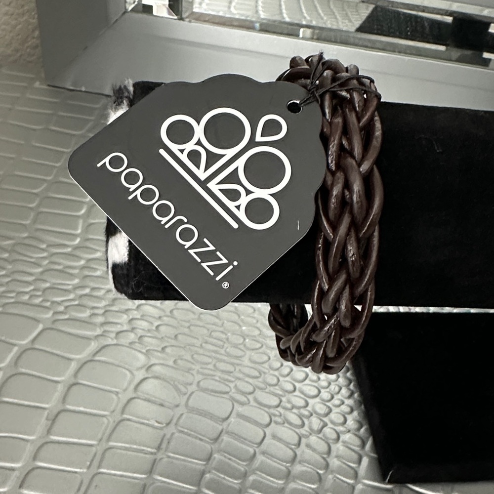 Paparazzi Men's Dark Magnetic Brown Woven Bracelet
